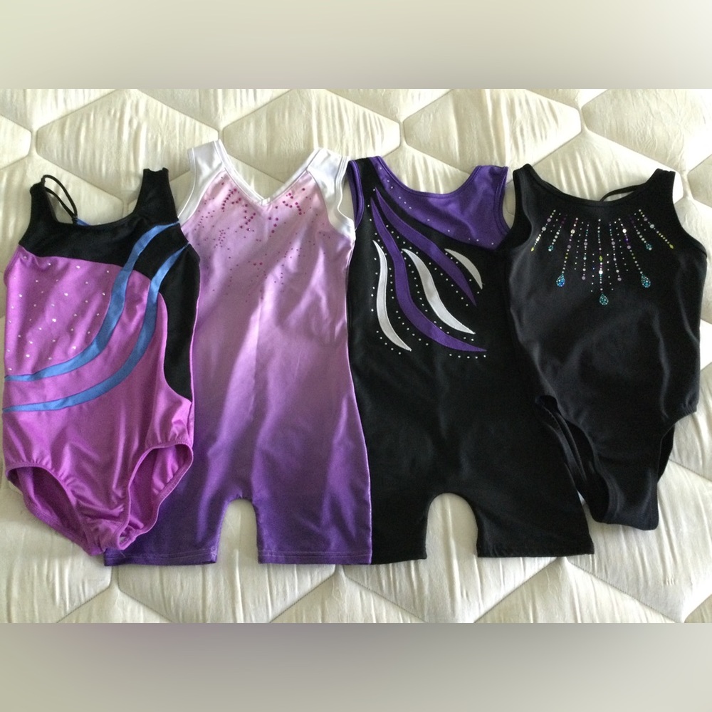 4 Leotards gymnastics Sizes 140, 150, 10/12, 12